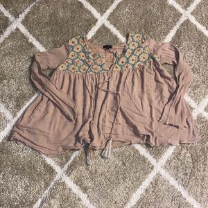 Happy Few Long Sleeve Boho Beaded Blouse